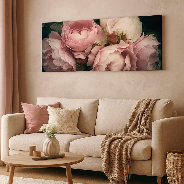 Wandbilder Dekoration Wohnzimmer Pfingstrose Blume Panorama Bilder auf Leinwand 120x50cm Leinwandbil