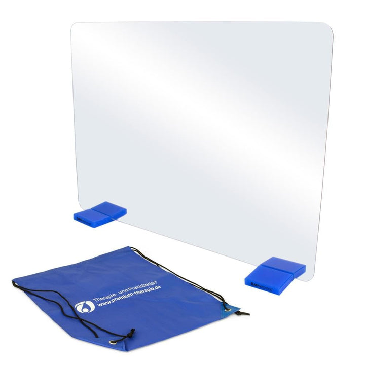 AFH-Webshop T-Spiegel® Premium | Gross | 69,5 cm x 50,2 cm | Spiegel (Standfüsse: blau | ohne Bildka