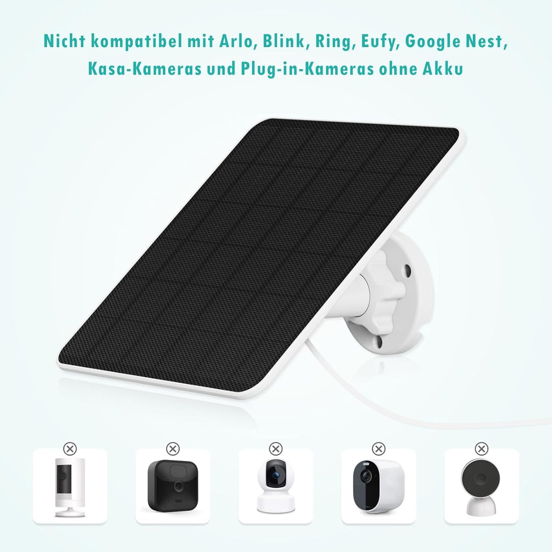 Solarpanel für Akku Überwachungskamera Aussen, 6W USB-Solarmodul kompatibel mit batteriebetriebener