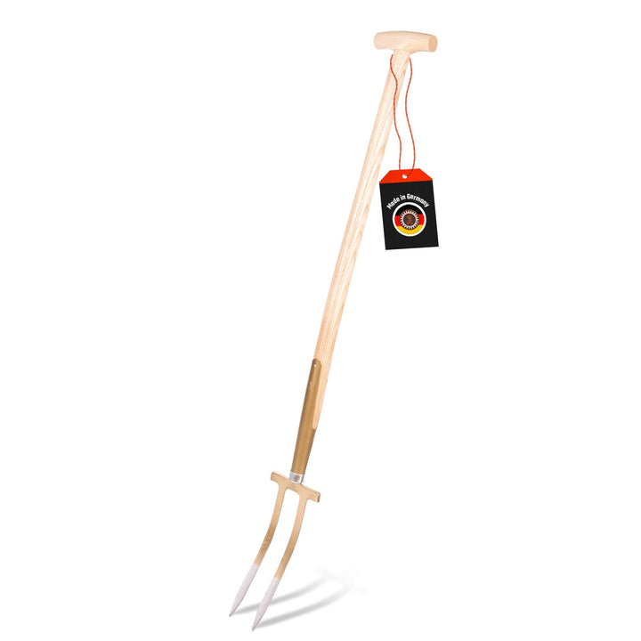 SHW-FIRE 59046 Rosengabel Bajonettzinken Stahl Handgeschmiedet Geschmiedet mit Stiel Holzstiel 85 cm