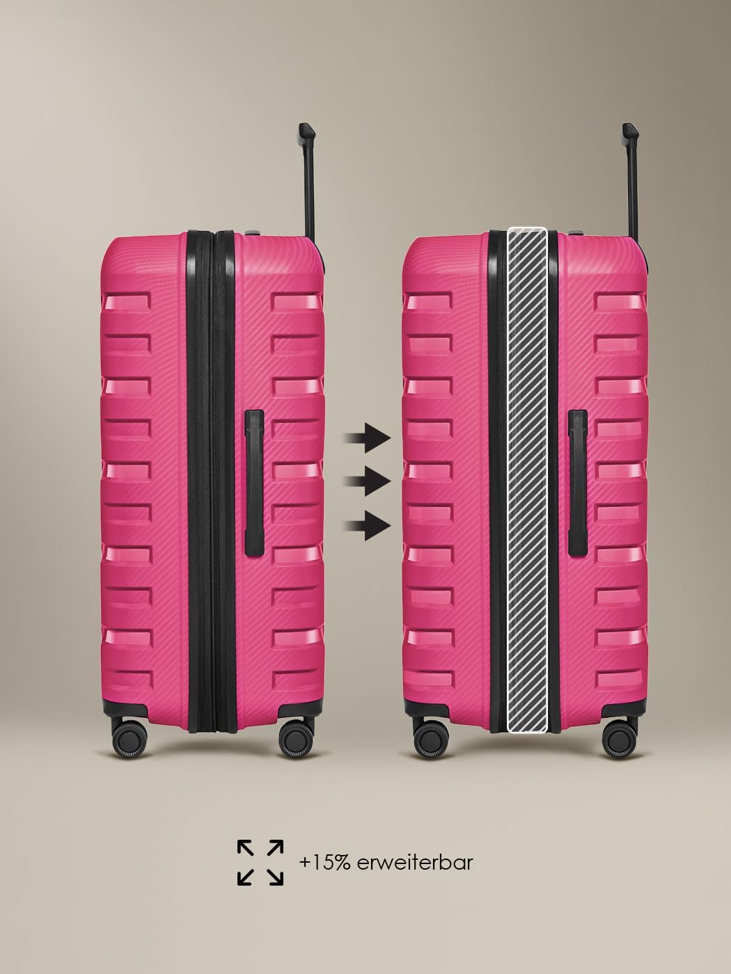 Smartbox Hartschalen Koffer-Set 3-teilig | mit Dehnfalte erweiterbar um 3 cm | aus hochwertigem, lei