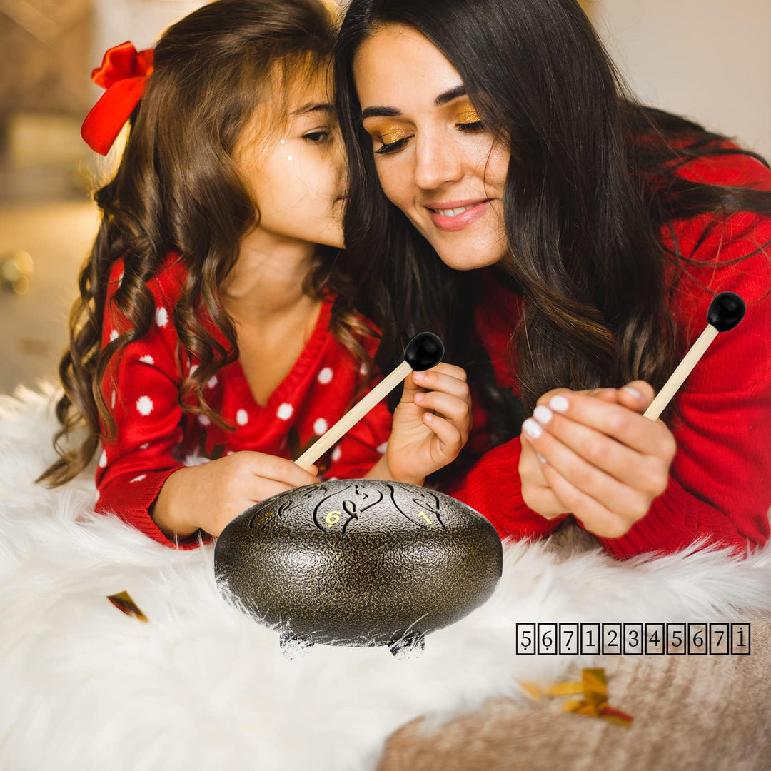 Zungentrommel 11 Noten 6 Zoll, Tongue Drum Kohlenstoffstahl Steel Drum,Tragbare ätherische Trommel m