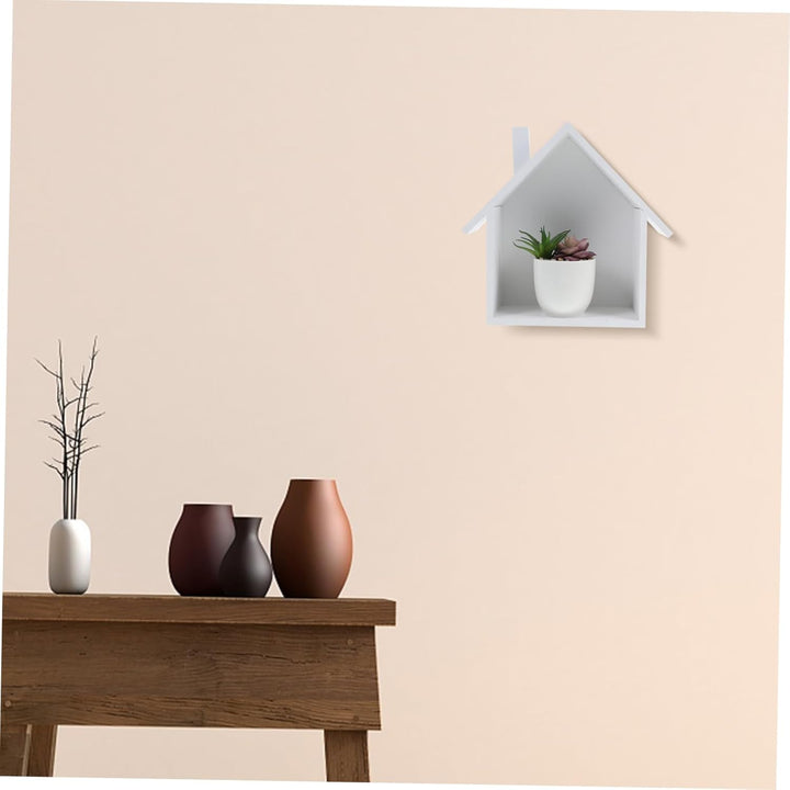 Holz Wandregal Weiss Hausform Aufbewahrungsregal Kleines Regal Für Schlafzimmer Wohnzimmer Küche Bür