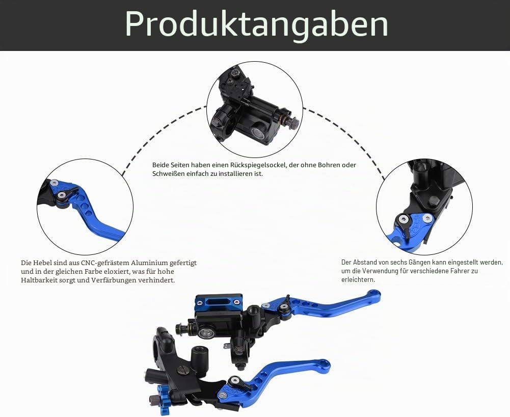 Keenso 1 Paar verstellbare Bremshebel und Kupplungshebel 7/8zoll Universal Motorradbremszylinder für