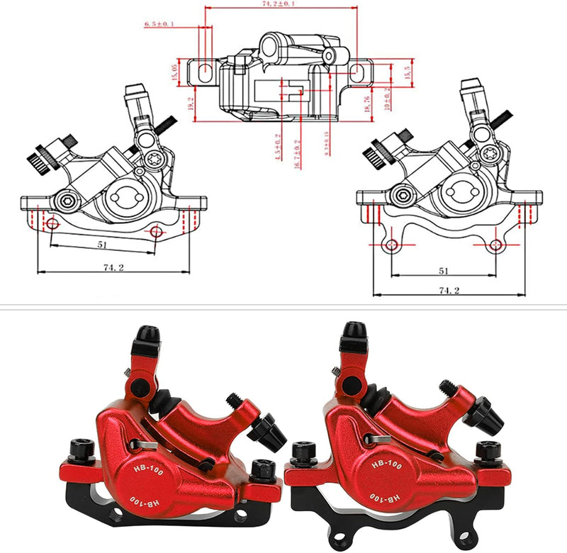 Hydraulische Scheibenbremse, HB-100 Fahrrad Aluminiumlegierung Mechanische Scheibenbremse Vorne Hint