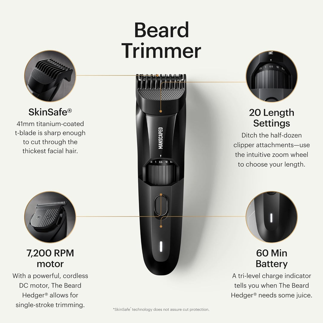 Der The Beard Hedger™ von MANSCAPED™, Barttrimmer/Bartschneider, 20 Längeneinstellungen, T-Klinge au