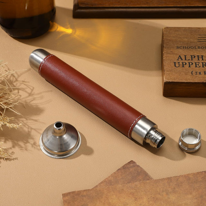 ELAYARD Tragbare WeinröHre Aus Edelstahl Mit Lederbezug Kompakter Mini-Weintopf FüR Outdoor Barzubeh