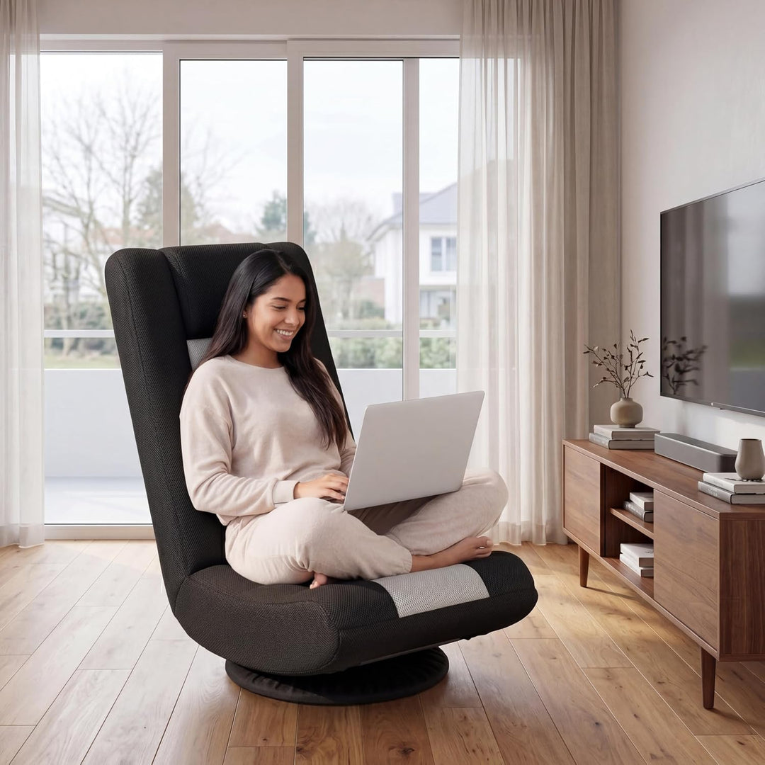 RELAX4LIFE Bodensessel Klappbar, Bodenstuhl mit 4-Fach Verstellbarer Rückenlehne, 360° drehbarem Soc