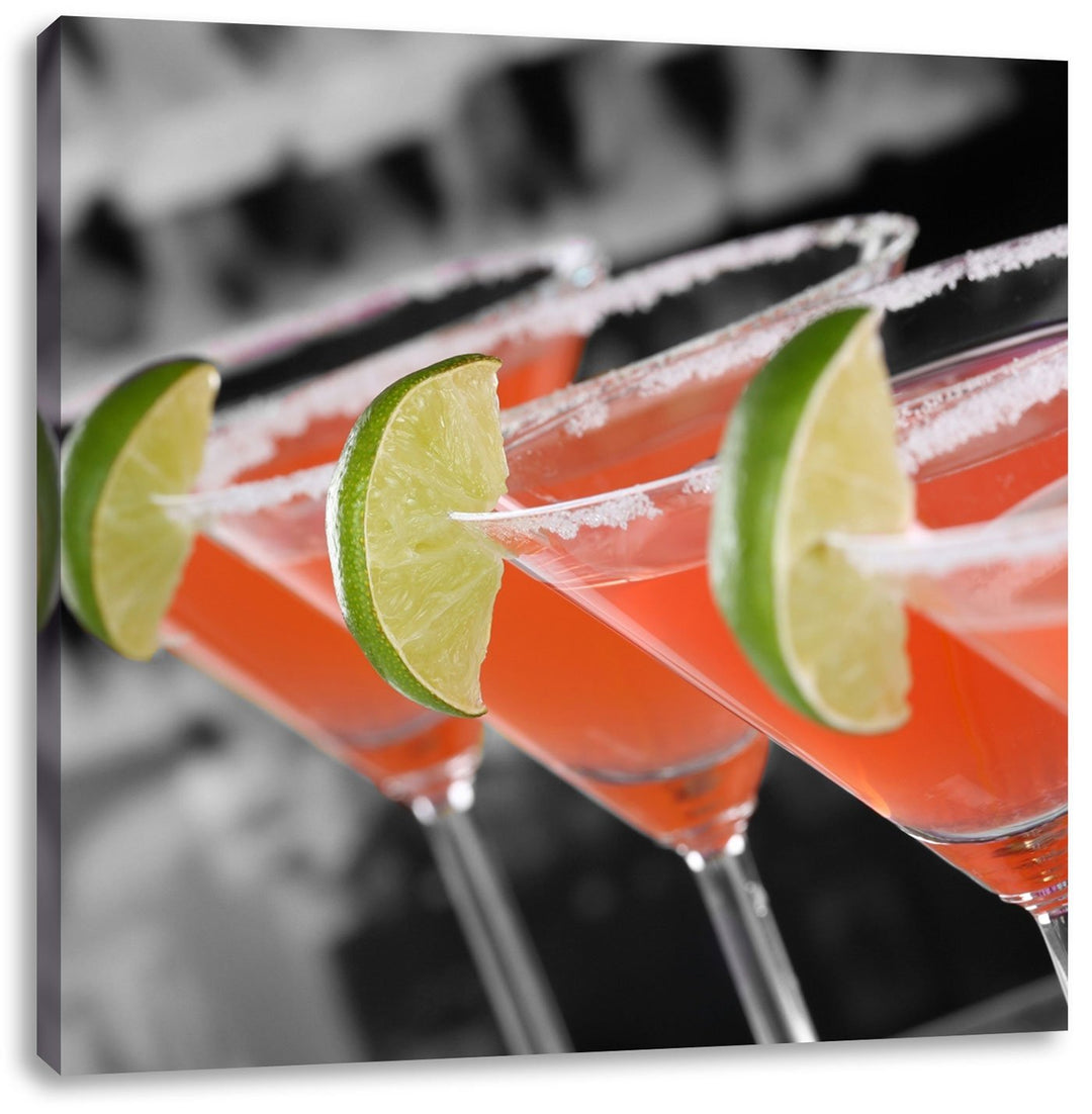 Pixxprint leckere Singapur Sling Cocktails als Leinwandbild/Grösse: 70x70 cm/Wandbild/Kunstdruck/fer