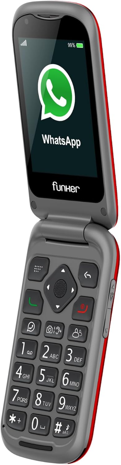 Funker E480 4G-Handy für Senioren mit Whatsapp, grosse Tasten, SOS-Taste und GPS, Videoanrufe, 7,1 c