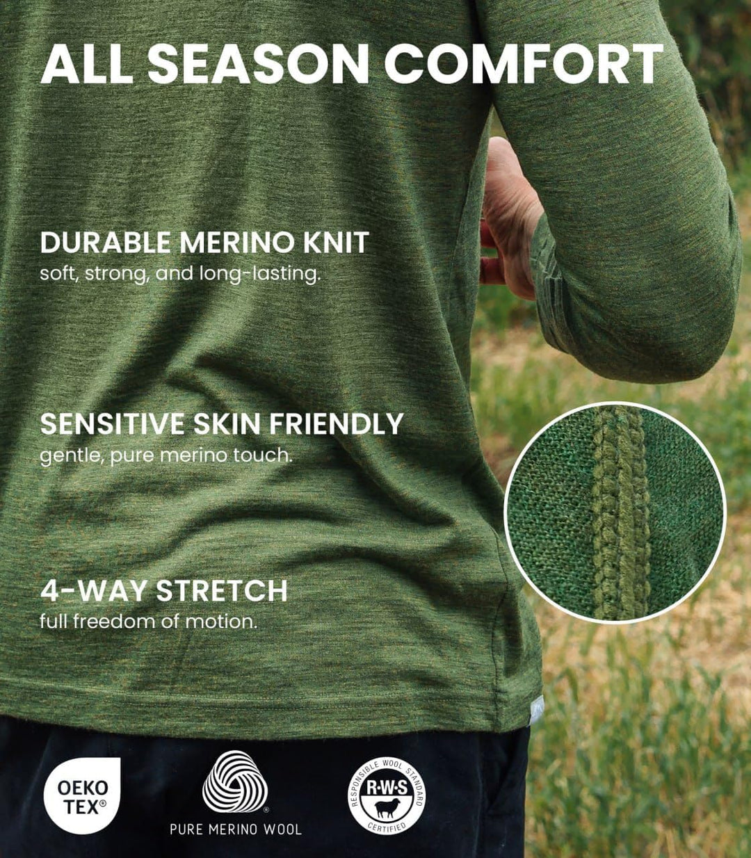 100% Merino Unterwäsche Herren - Merino Langarmshirt Herren Atmungsaktiv Und Feuchtigkeitsableitend