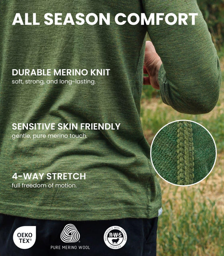 100% Merino Unterwäsche Herren - Merino Langarmshirt Herren Atmungsaktiv Und Feuchtigkeitsableitend