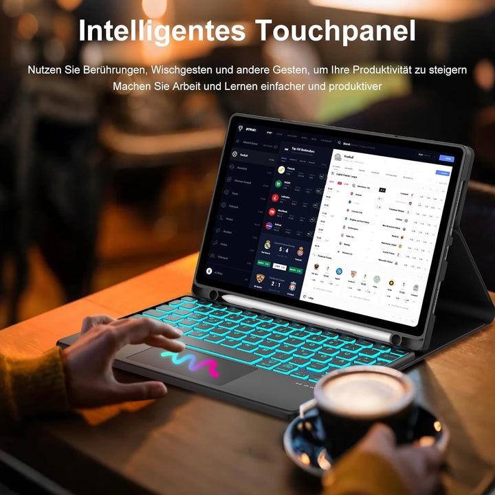 Hülle mit Tastatur für Xiaomi Redmi Pad 2 11 Zoll 2025 mit Trackpad, 7 Farben Beleuchtung, Magnetisc
