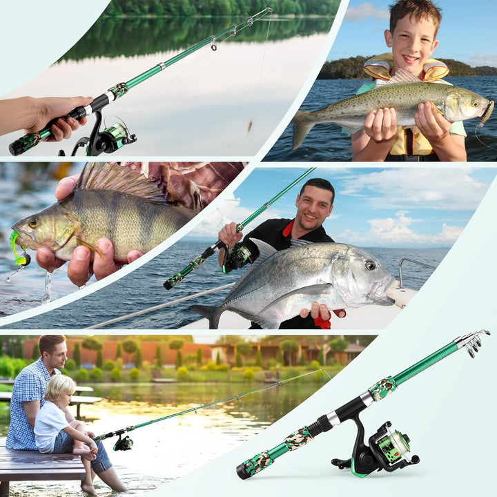 Angelset für Kinder, 3-10 Jahren Angelrute Set Kinder mit Angelrolle und Köder Set, 1.8m Kinderangel