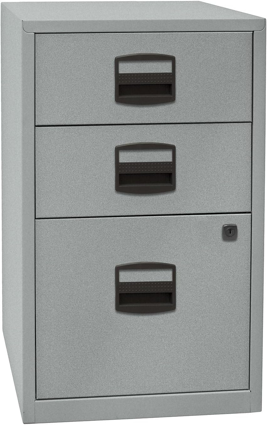 Bisley Home Beistellschrank PFA, 2 Universalschubladen, 1 HR-Schublade, Metall, 355 Silber, 40 x 41.