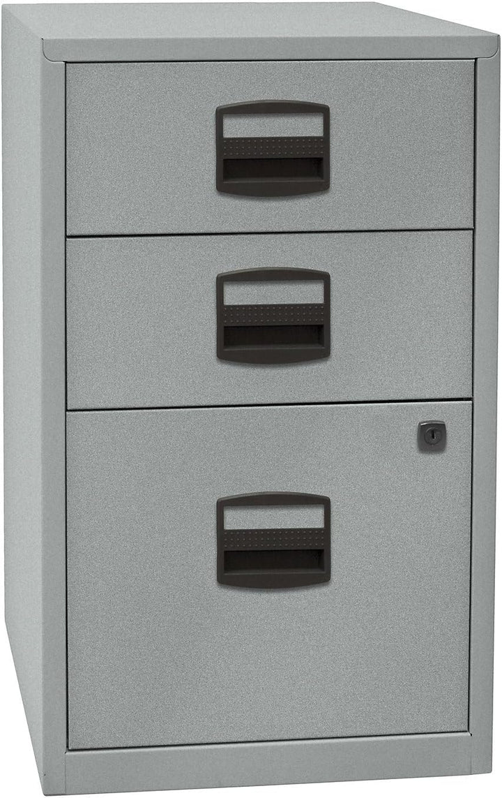 Bisley Home Beistellschrank PFA, 2 Universalschubladen, 1 HR-Schublade, Metall, 355 Silber, 40 x 41.