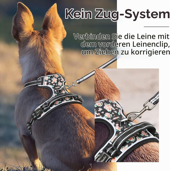 HEELE Hundegeschirr, No-Pull Hundegeschirr, Brustgeschirr für Mittelgrosse Hunde, Weich Atmungsaktiv