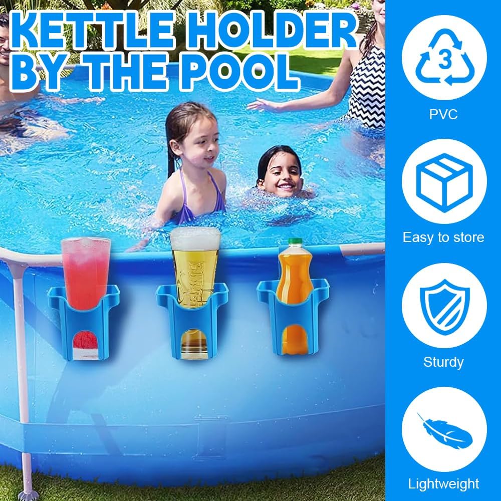 Pool Getränkehalter, 4 Kunststoff Getränkehalter Poolrand, Wasserbecher Hängehalter für Schwimmbecke