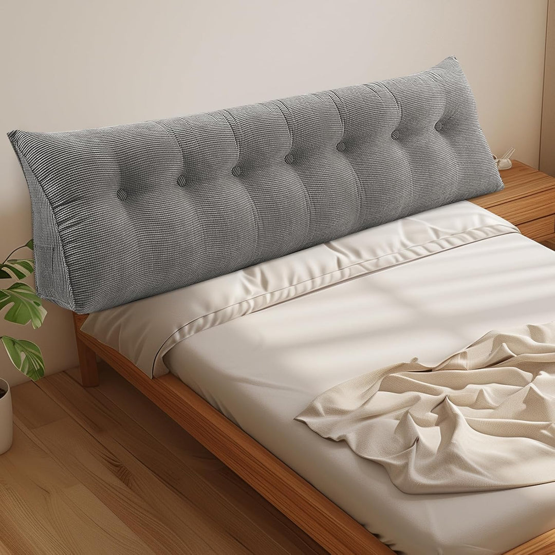 OHMG 200CM Rückenkissen,Lesekissen Für Bett Und Sofa,Praktisches Seitenfach,Removable Cover,Keilkiss