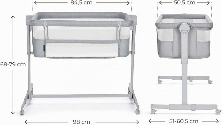 Kinderkraft NESTEE UP 2 Beistellbett 2 in 1, Kinderreisebett mit Matratze Laken, 5-stufige Matratzen