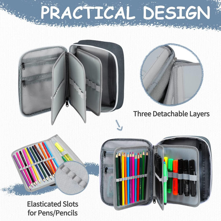 VASCHY Grosse Federmäppchen, Multi Fächer Mäppchen Organizer 72 Stück Etui Schule Federmappe Federta