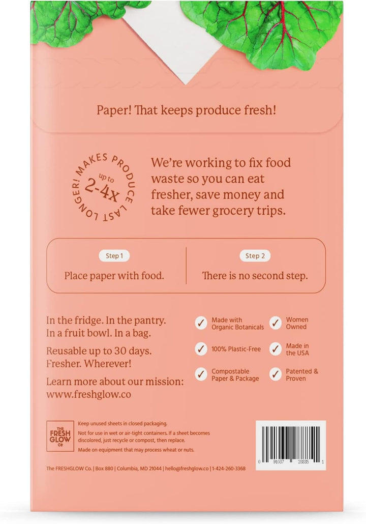 FreshPaper Frischeblätter für Obst & Gemüse – 8 Blätter, wiederverwendbar, hält bis zu 4× länger fri