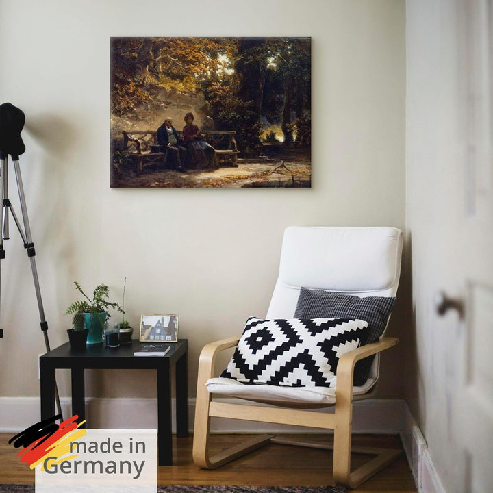 ARTland Leinwandbilder Wandbild Bild auf Leinwand 60x45 cm Wanddeko Wald Garten Sitzbank Pärchen Das