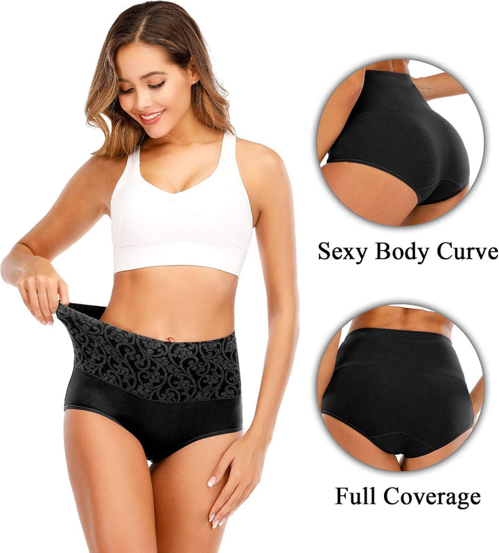 Senllori Damen Unterwäsche, hohe Taille, Baumwolle, Bauchkontrolle, weiche volle Abdeckung Multipack