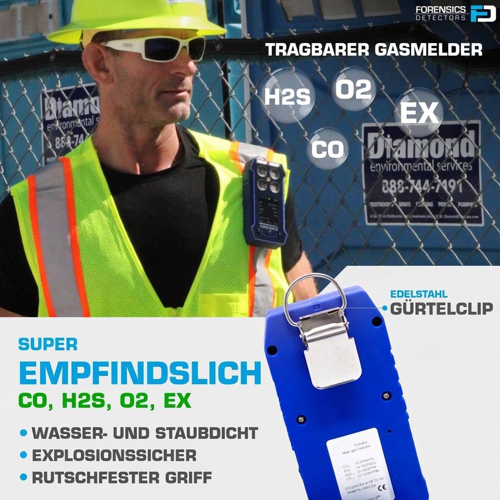Multigasdetektor O2-, CO-, H2S- und Brennwertdetektion durch FORENSIK, USB-Aufladung, Farbbildschirm