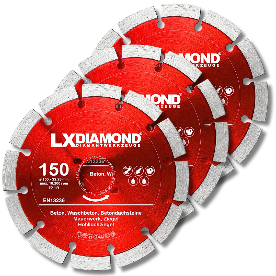 LXDIAMOND 3x Diamant-Trennscheibe 150mm - Diamantscheibe passend für Bepo FFS 150 151 Montagefräse F