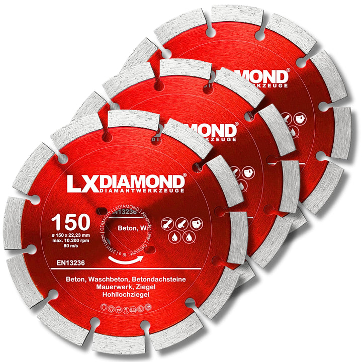LXDIAMOND 3x Diamant-Trennscheibe 150mm - Diamantscheibe passend für Bepo FFS 150 151 Montagefräse F