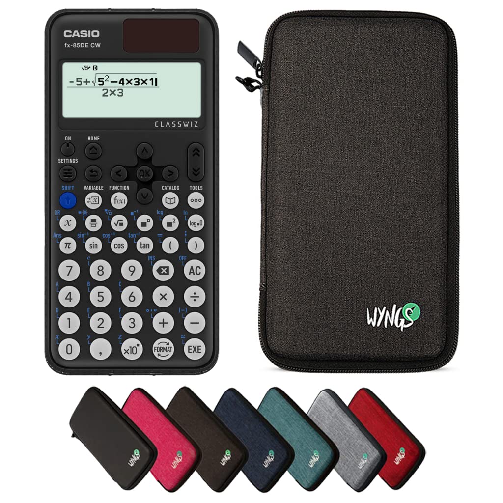 CALCUSO Sparpaket: Casio FX-85DE CW ClassWiz technisch-wissenschaftlicher Schulrechner + WYNGS Schut