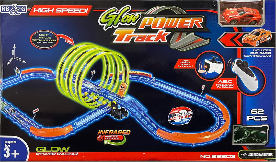 Set High Speed Rennbahn Autorennbahn mit Leuchtspur Looping Inkl. Fahrzeug mit Controller