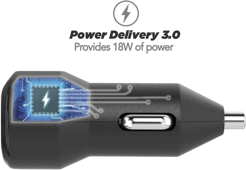 Scosche CPDC8-SP PowerVolt™ 18 W zertifiziertes USB-Typ-C-Autoladegerät Power Delivery 3.0 für Stand