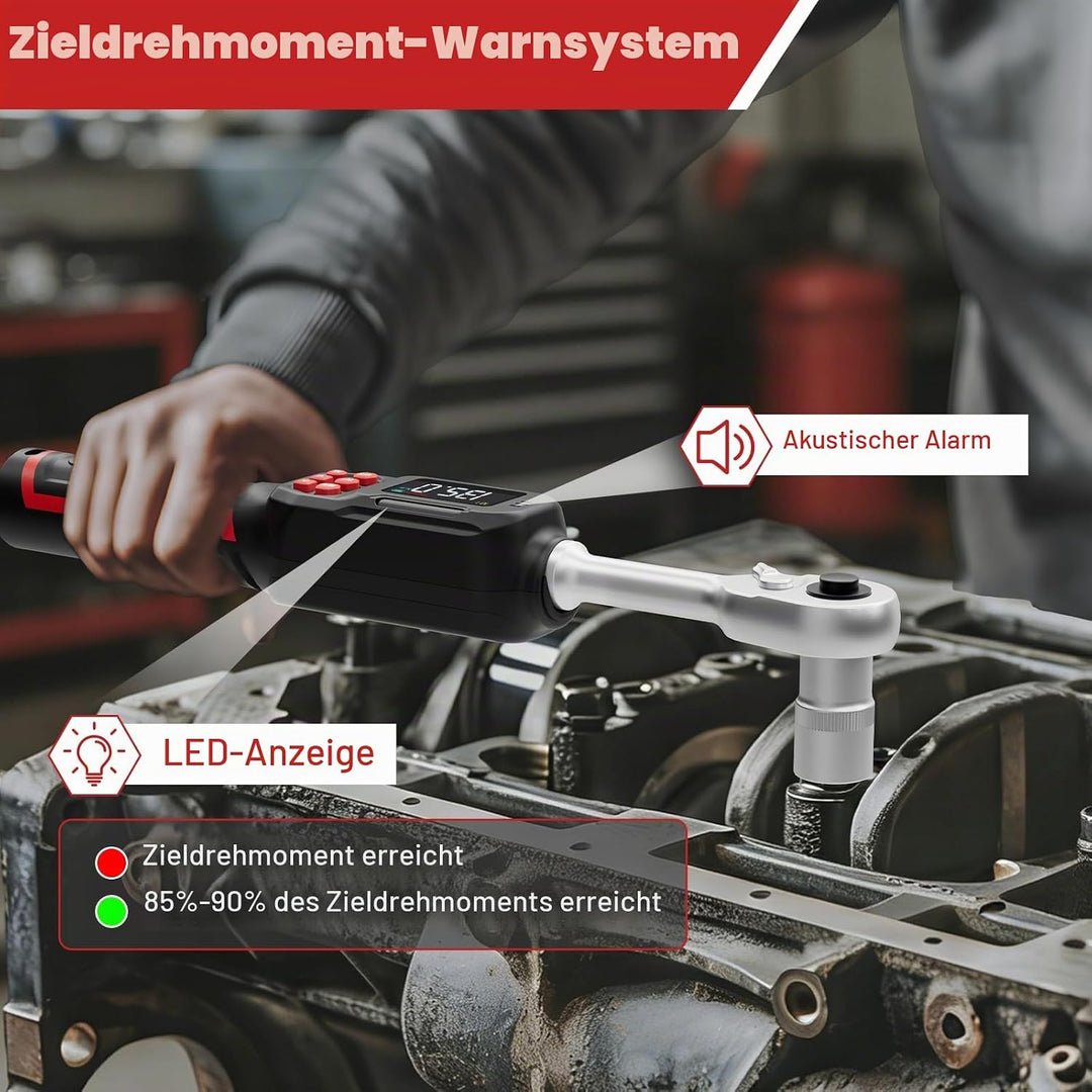 VANPO Digitaler Drehmomentschlüssel 3/8 Zoll(2–135 Nm) für Fahrrad &amp; Motorrad, ±2% Genauigkeit Elekt