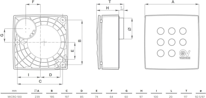 Vortice Micro 100 28W, 65-90 m³/h, Weiss