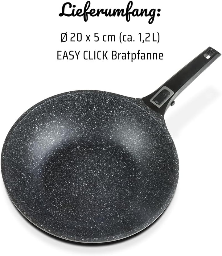 GSW 167789 Bratpfanne Easy Click 20cm mit abnehmbarem Griff, Aluminium, Kunststoff, schwarz