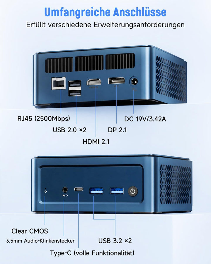 BMAX Mini PC Intel Core Ultra 5 115U(bis zu 4,2GHz, 8C/10T), 16GB LPDDR5 & 512GB NVMe SSD(max 4TB),
