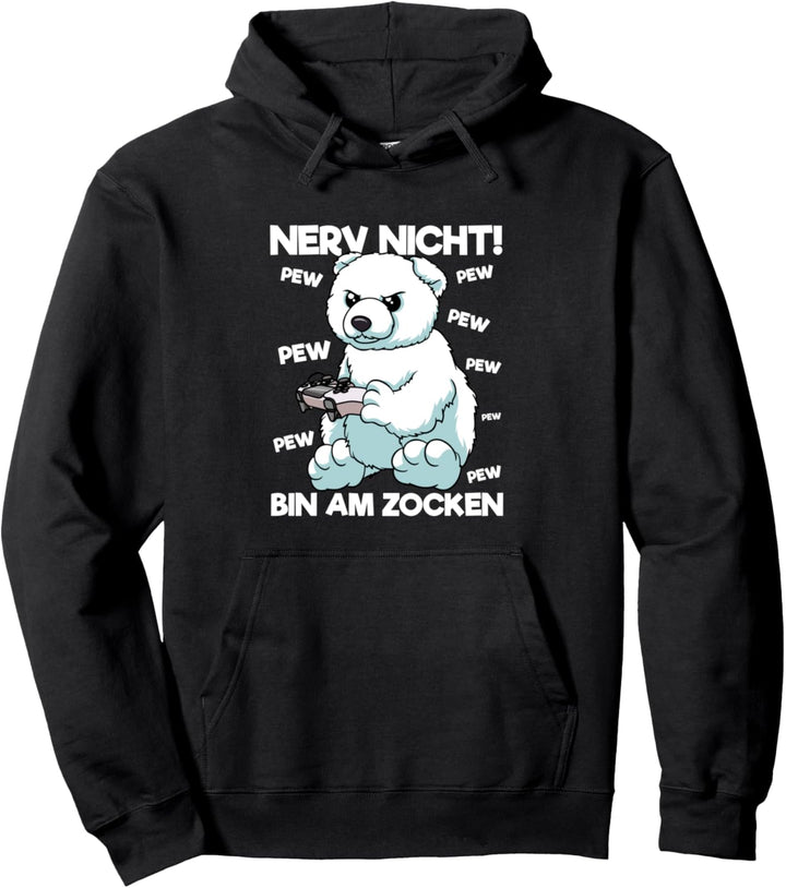 Nerv nicht bin am Zocken Gaming Eisbär Pullover Hoodie