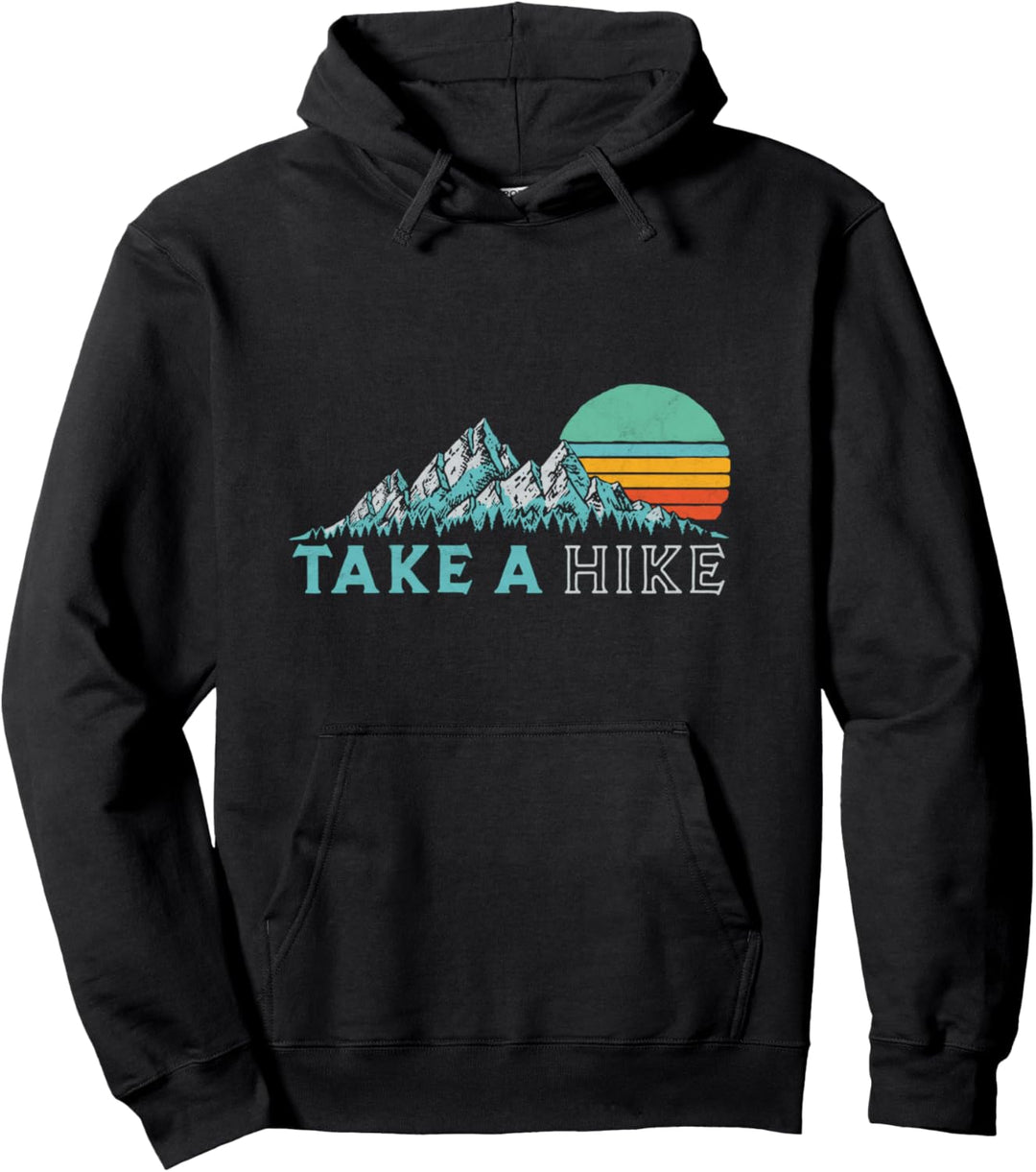 Take a Hike - Retro Vibe Mountains 70's Hiking Pullover Hoodie