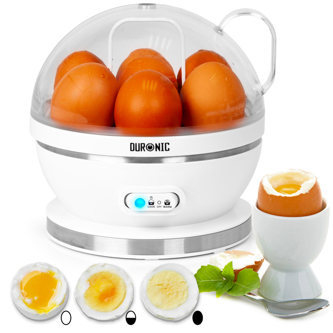 Duronic EB27 WE Eierkocher, Eierkocher für 7 Eier, 400 Watt Eierkocher, Härtegrad von weich bis hart