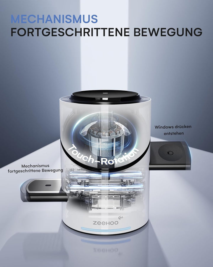 ZEEHOO 3 in 1 Ladestation für Apple Magsafe Ladegerät, 15 W QI 2 Ladestation Wireless Charger für iP