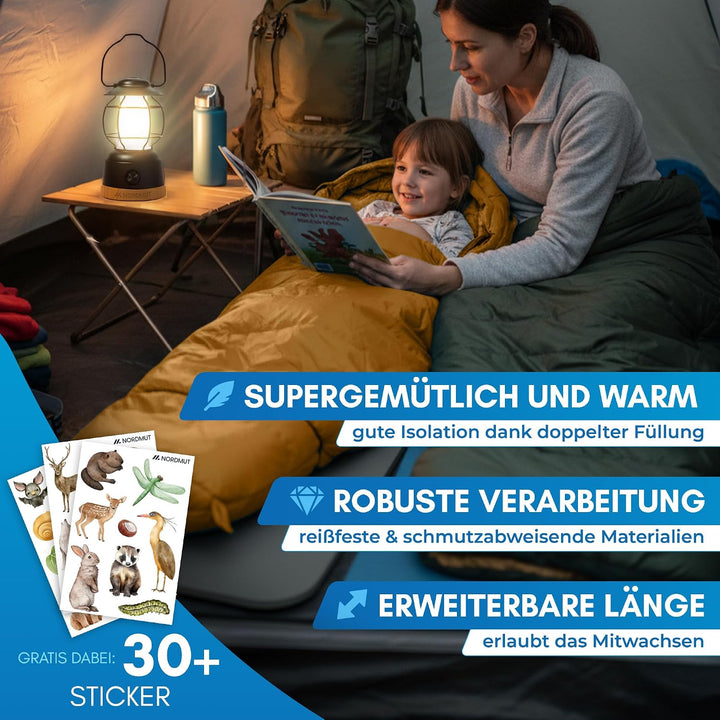 NORDMUT® Schlafsack Kinder mitwachsend für zuverlässigen Kälteschutz – Kinderschlafsack aus schadsto