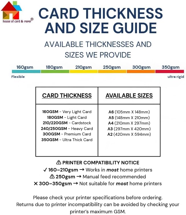250 g/m²-Karten in A2-Format in weiss, 50 Blätter, von House of Card and Paper