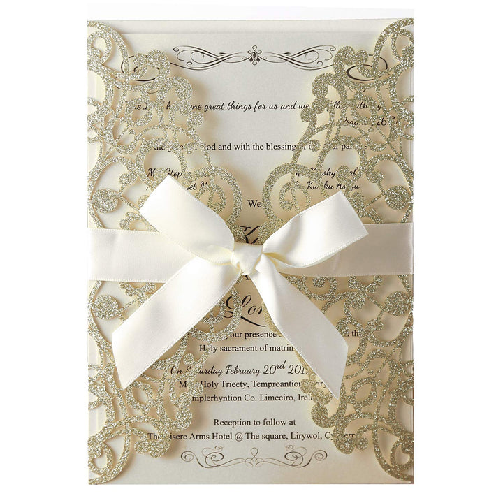 Hosmsua 20x Hochzeit EinladungsKarten Für Lasercut Elegante Blume Spitze Glückwunsch Einladung Karte
