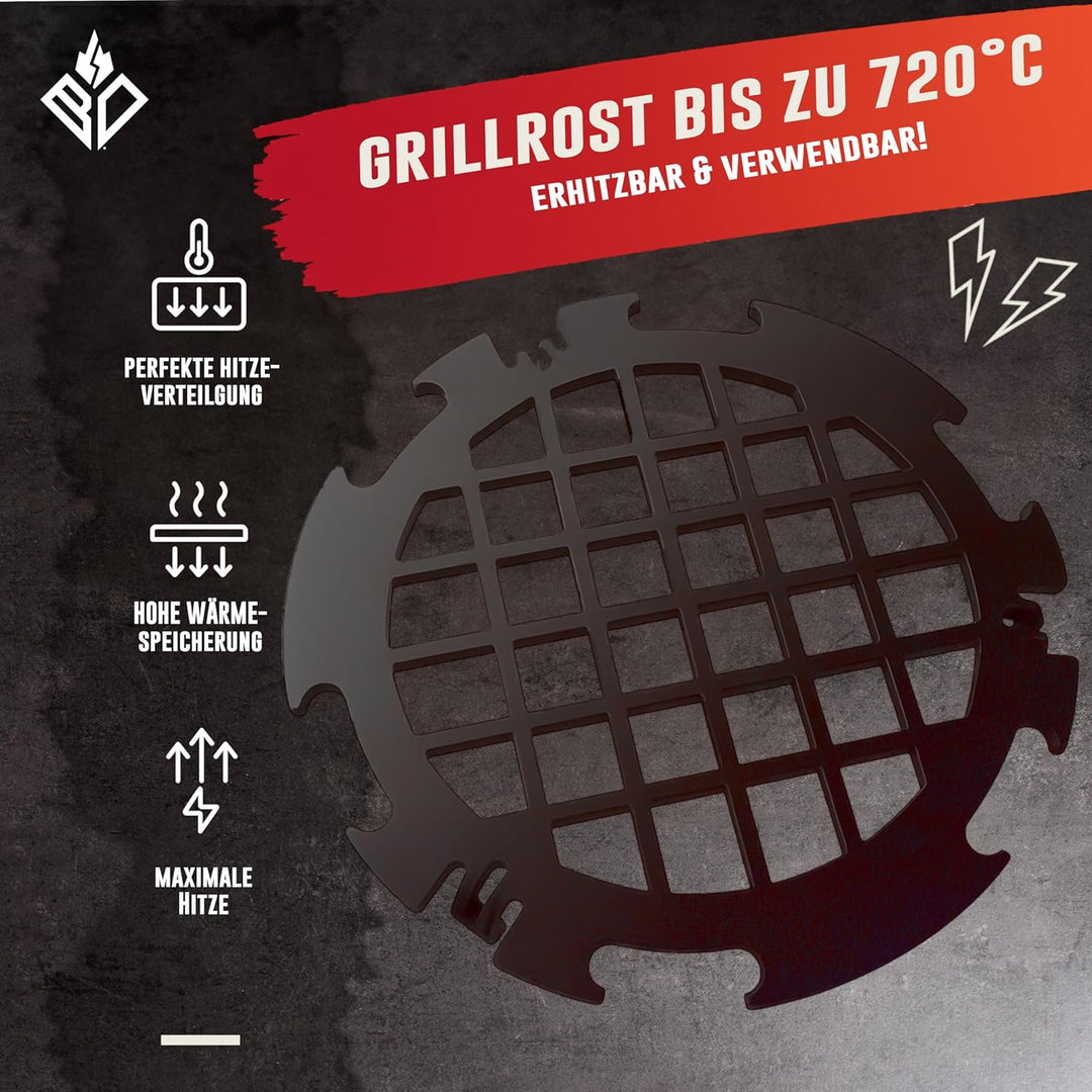 Branding Grillrost 6mm für Feuerplatte | Plancha | Grillplatte mit 20cm Feuerloch