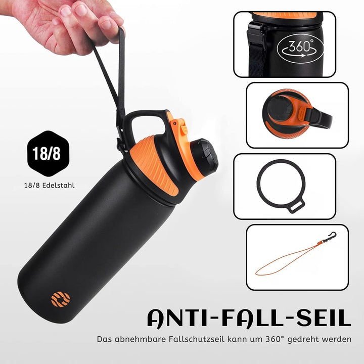 Fjbottle Edelstahl Trinkflasche Sport mit Magnetischem Deckel 1L, 800ml, 600ml, 400ml BPA-Frei Ausla