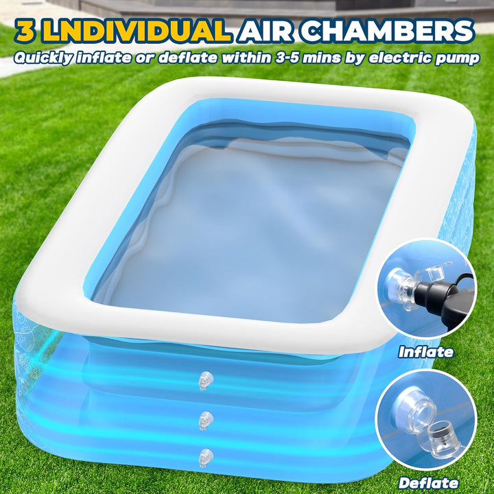 CACSPS Aufblasbare Schwimmbecken, 250 x 152 x 51 cm, Grosses aufblasbares Pool für Kinder und Erwach