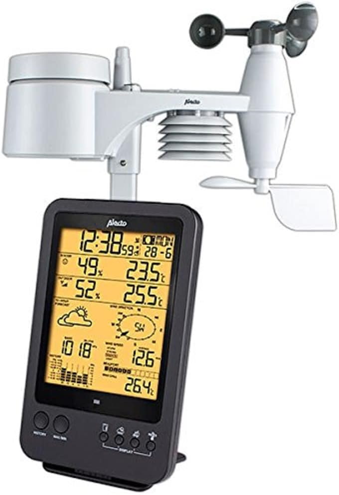 Alecto WS-4700 Wetterstation Funk mit Aussensensor - Funkwetterstation - 5-in-1 - grosses Display -