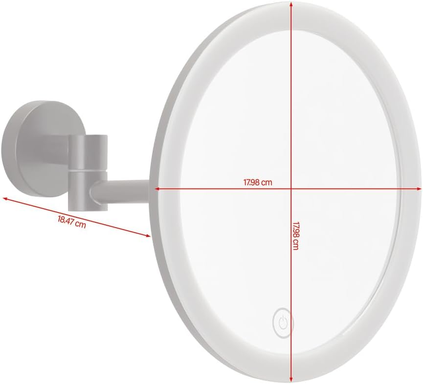 tesa VISIOON LED-Kosmetikspiegel - kabelloser Schminkspiegel mit dimmbarer Beleuchtung - Touch Contr